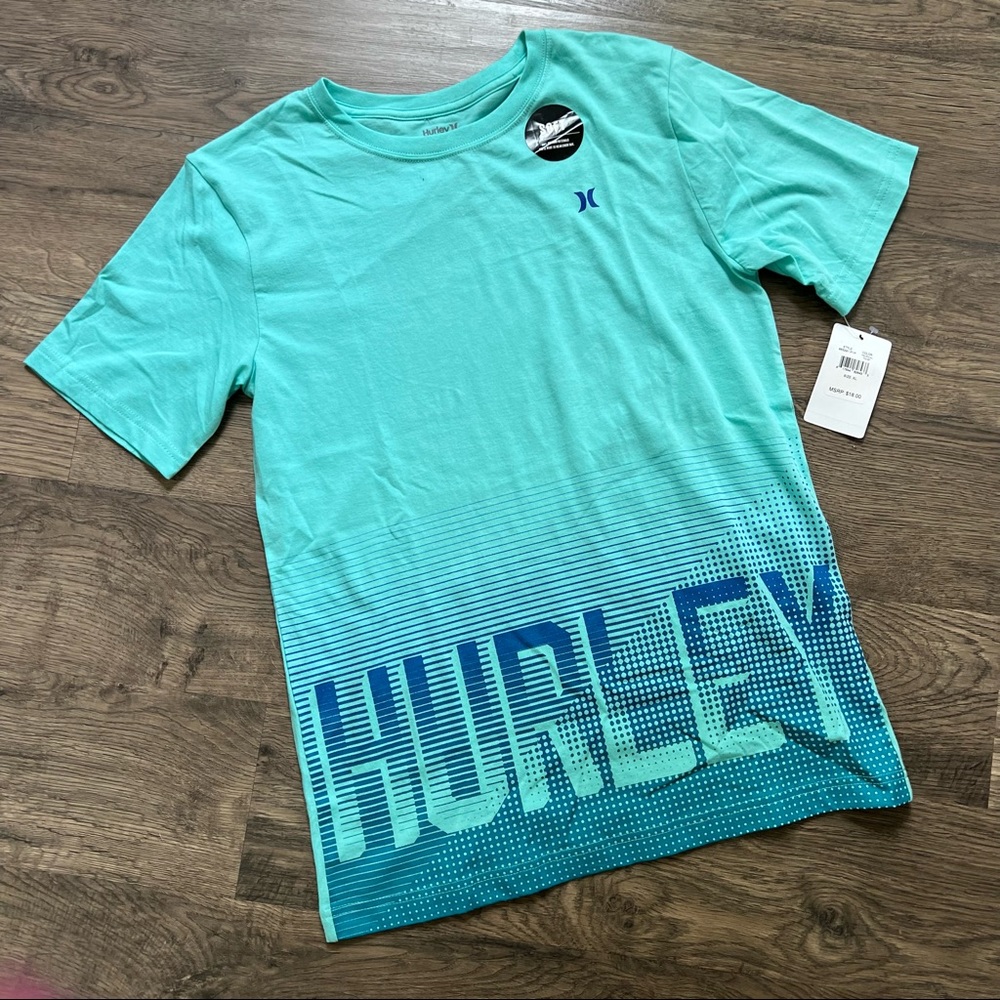 NWT Hurley Teal Blue/Green Tropical Twist T-Shirt XL